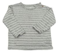 Sivo-biele pruhované úpletové tričko s klokankou F&F