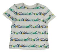 Biele tričko s dinosaurami a zvířaty C&A