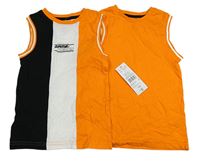 2x tílko - Oranžovo-bílo-černé s nápisem + oranžové F&F