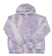 Lila-biela batikovaná mikina s kapucňou Primark