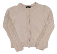 Svetloružový ľahký prepínaci sveter s výšivkami květů George