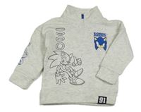 Svetlosivá melírovaná mikina so Sonicem Primark