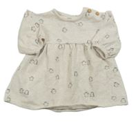 Svetlobéžové melírované teplákové šaty s tučňáky F&F