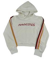 Smotanová crop mikina s nápisom a kapucňou Blue Effect