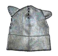 Stříbrno-metalická rebrovaná čapica s uškami H&M