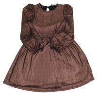 Hnědé třpytivé žebrované šaty Primark
