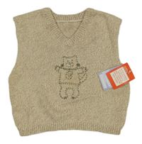 Nové - Béžová melírovaná svetrová vesta s tygrem M&S