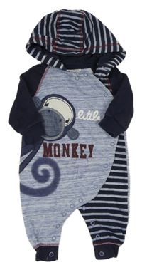 Modro-tmavomodrá tepláková kombinéza s opicou a kapucňou Next