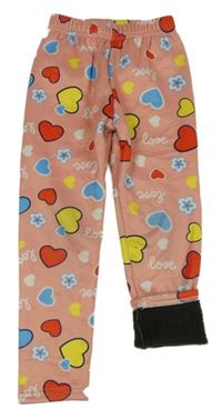 Růžové zateplené legíny se srdíčky