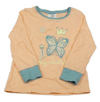 Meruňkové pyžamové triko s motýlem a korunou L&D