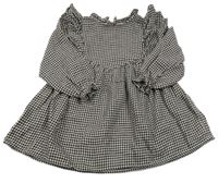 Čierno-béžové kockované šaty s volánikmi Next