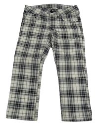 Béžovo-čierne kockované capri rifle H&M