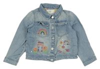 Modrá riflová bunda s výšivkami Next