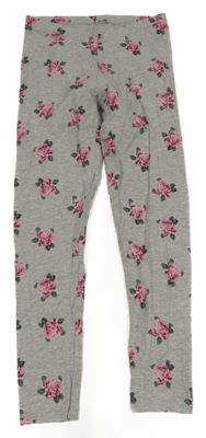 Sivé melírované kvetované legíny