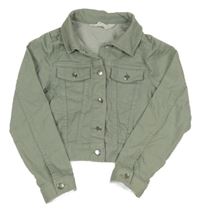 Zelenošedá tepláková rifľová crop bunda H&M