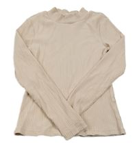 Pudrové rebrované tričko so stojačikom H&M