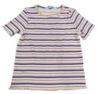 Smetanovo-modro-ružové pruhované rebrované tričko H&M