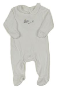 Bílý sametový overal s velrybami a límečkem M&S