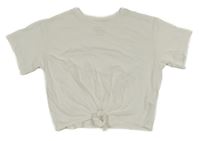 Smotanové crop tričko s uzlom H&M