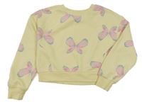 Žltá crop mikina s motýly Primark