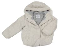 Světlebéžová huňatá podšitá bunda s kapucí Primark