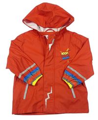 Červená nepromokavá bunda s farebným nápisom a kapucňou Lupilu