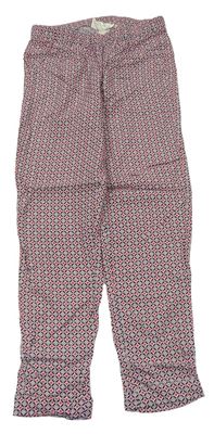 Svetloružová -tmavomodré vzorované ľahké nohavice zn. H&M