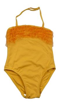 Žlté jednodielne plavky s tylem