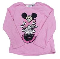 Ružové fleecové pyžamové tričko s Minnie Disney