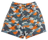 Zeleno-oranžovo-biele army plážové kraťasy Next