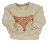 Smotanová chlpatá mikina s líškou George