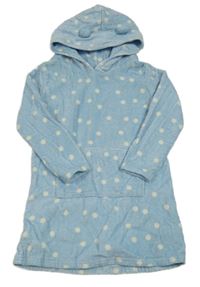 Světlemodrý puntíkatý froté župan s kapucí George