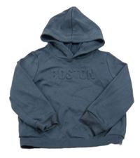 Tmavomodrá mikina s 3D nápisom a kapucňou shein