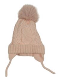 Svetloružová pletená podšitá čapica s brmbolcom Primark