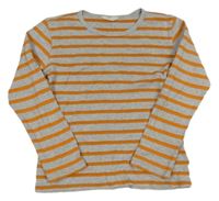 Šedo-okrové pruhované triko H&M