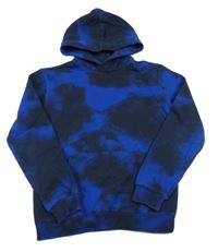 Tmavomodro-modrá batikovaná mikina s kapucňou H&M