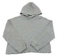 Sivý rebrovaný crop sveter s kapucňou F&F