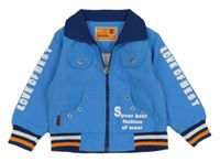 Modrá ľahká bunda s nápisom