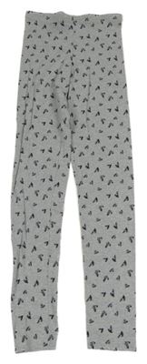 Šedé vzorované legíny se srdíčky 