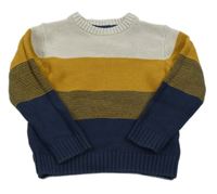 Smetnaovo-okrovo-tmavomodrý ľahký sveter