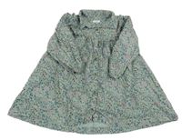 Zeleno-barevné květované propínací manšestrové šaty Next