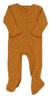 Medový puntíkatý žebrovaný overal 