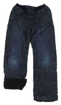 Tmavomodré podšité rifle s úpletovým pasem 