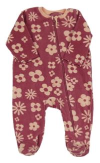 Tmavorůžový květovaný fleecový overal Nutmeg