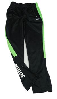 Černé sportovní tepláky se zeleným pruhem joma