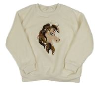 Smotanová plyšová mikina s jednorožcem z flitrů H&M