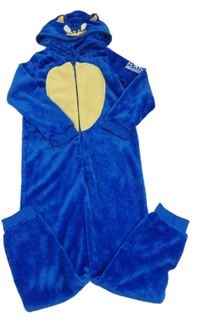 Modrá chlupatá kombinéza s kapucí - Sonic 
