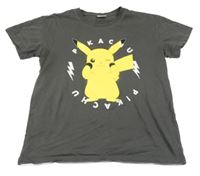 Tmavošedé tričko s Pikachu 