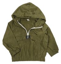 Khaki šušťáková vetrovka s kapucňou Shein