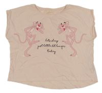 Světlerůžové crop tričko s růžovým pantherem Reserved